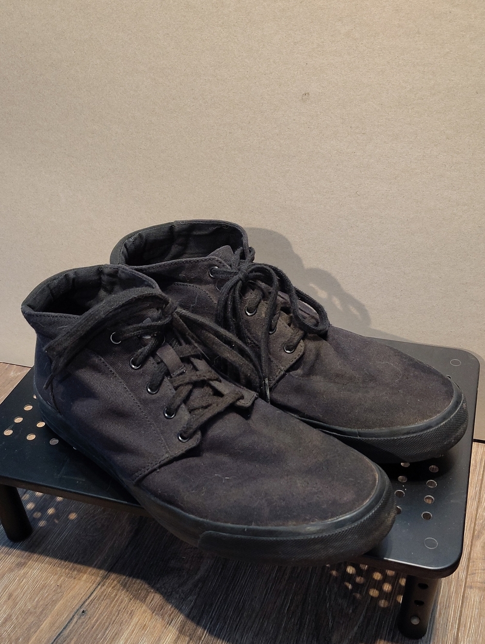 Men's Shoes For Crews Black Canvas High-Top Lace-Up Shoes - Picture 1 of 6